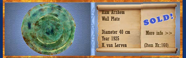 Nr.: 160, On offer decorative pottery of Ram, Description: Plate, Diameter 40 cm, Year: 1925, Decorator : H. van Lerven 